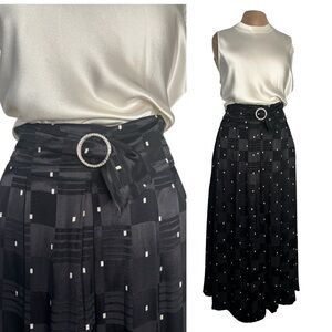Vintage Arpeges Black + white Checkered  maxi Skirt size 10 Montreal designer